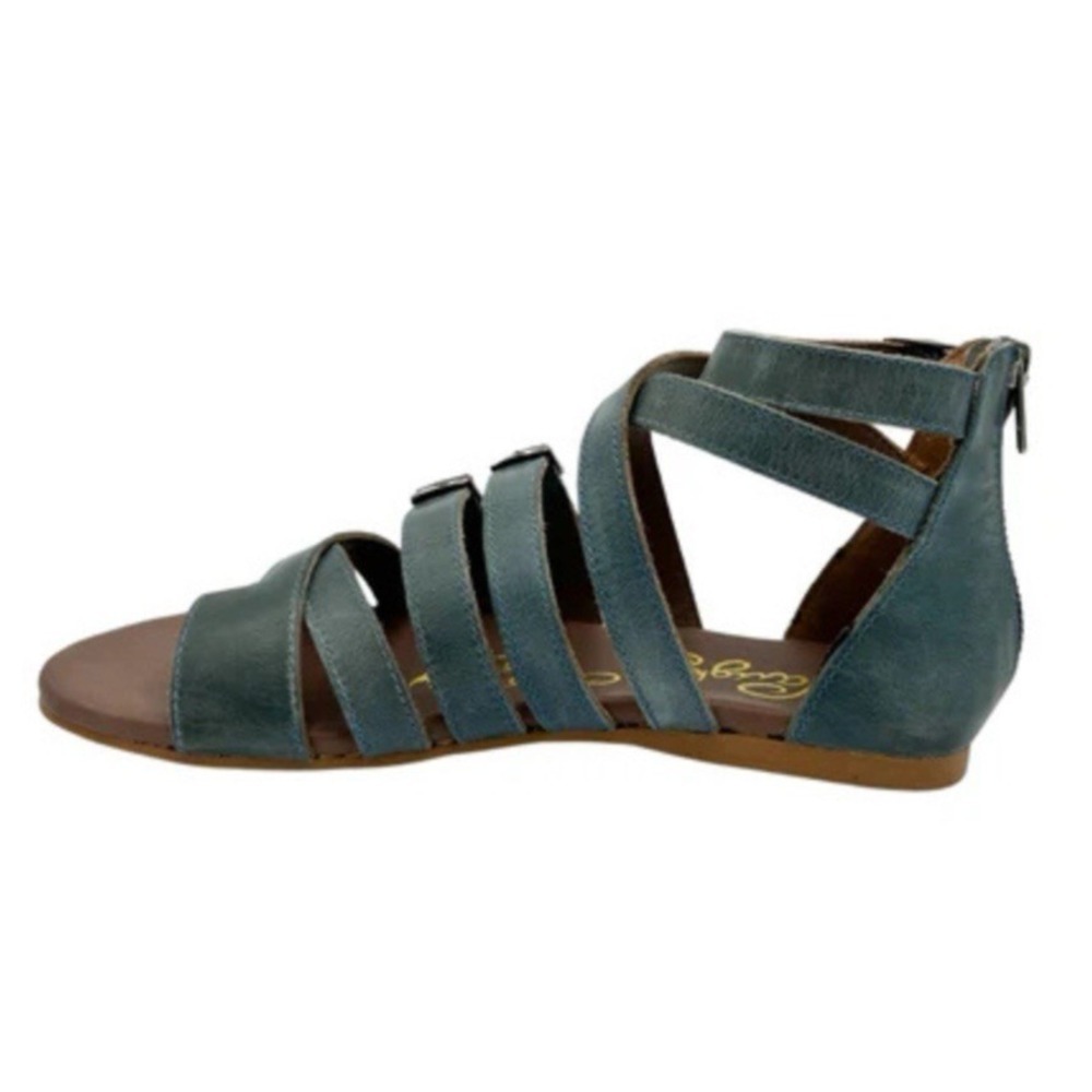 New Sandal Named Blair By Naughty Monkey Sz 10 Multi Strap Teal Adjustable NWOB - Picture 4 of 8